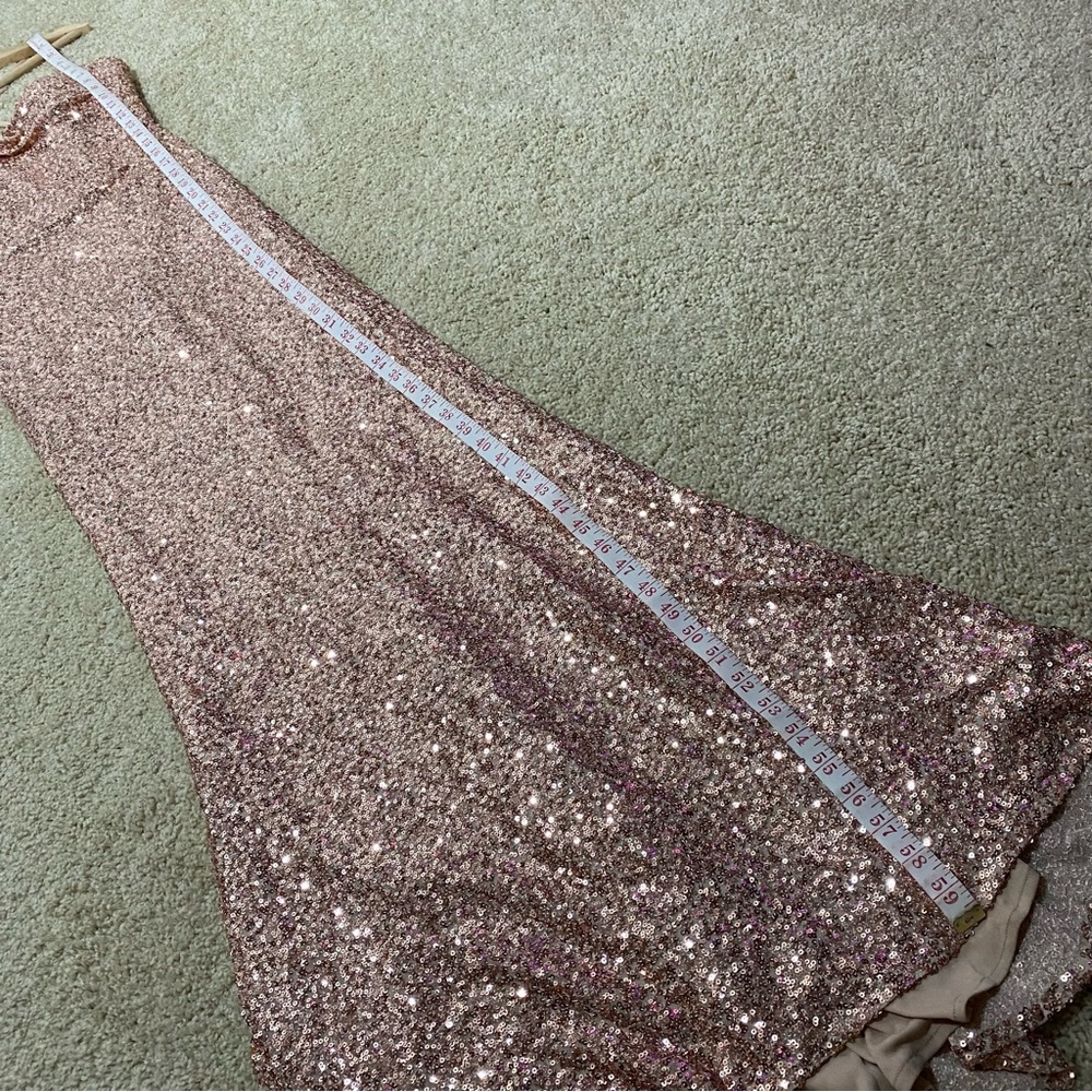 La Femme Sparkling Tan Maxi Dress - Picture 16 of 16